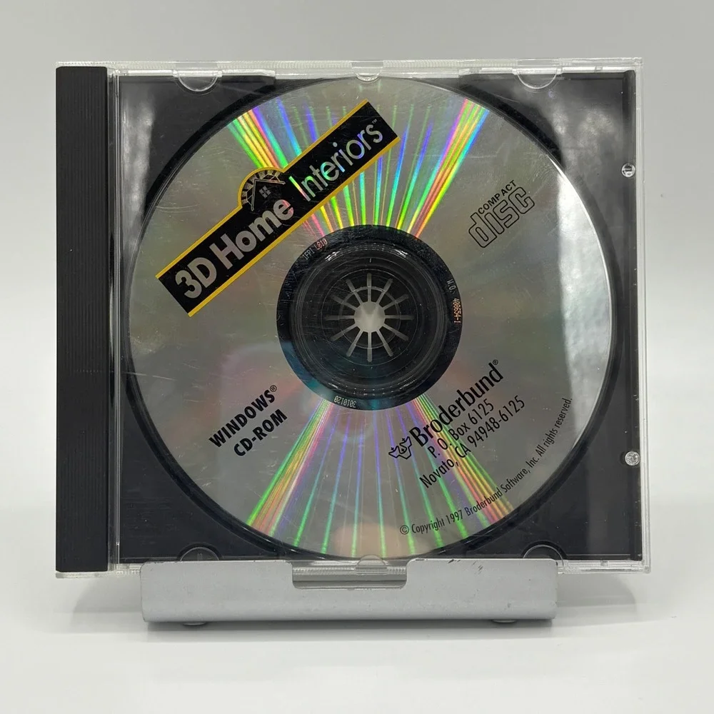 Broderbund 3D Home Interiors Windows CD-ROM Vintage Software  1997 GOOD
